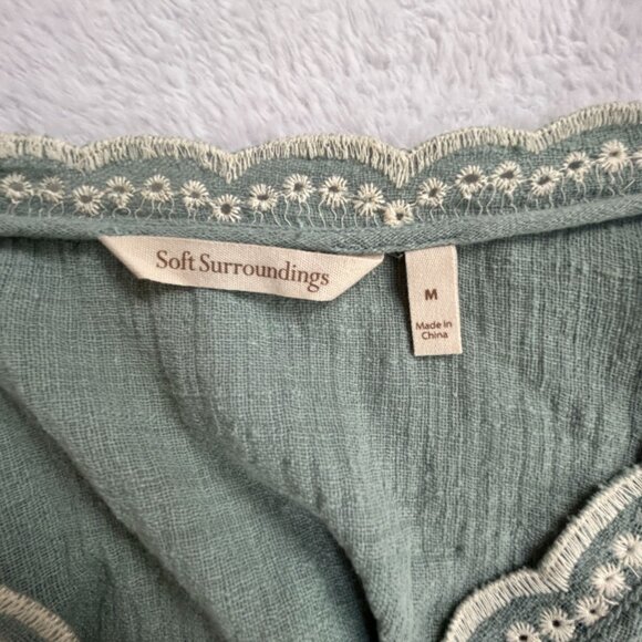 Soft Surroundings Womens Floral Embroidered Pissarro Shift Dress Medium Green - Picture 3 of 7